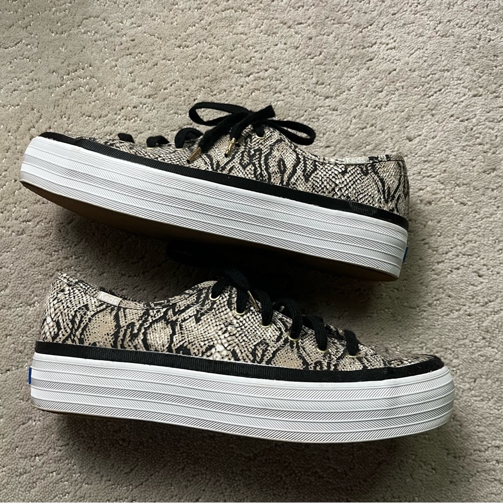 Keds Women’s Triple Kick Platform Shoes Reptile Snake Print Sneakers 10